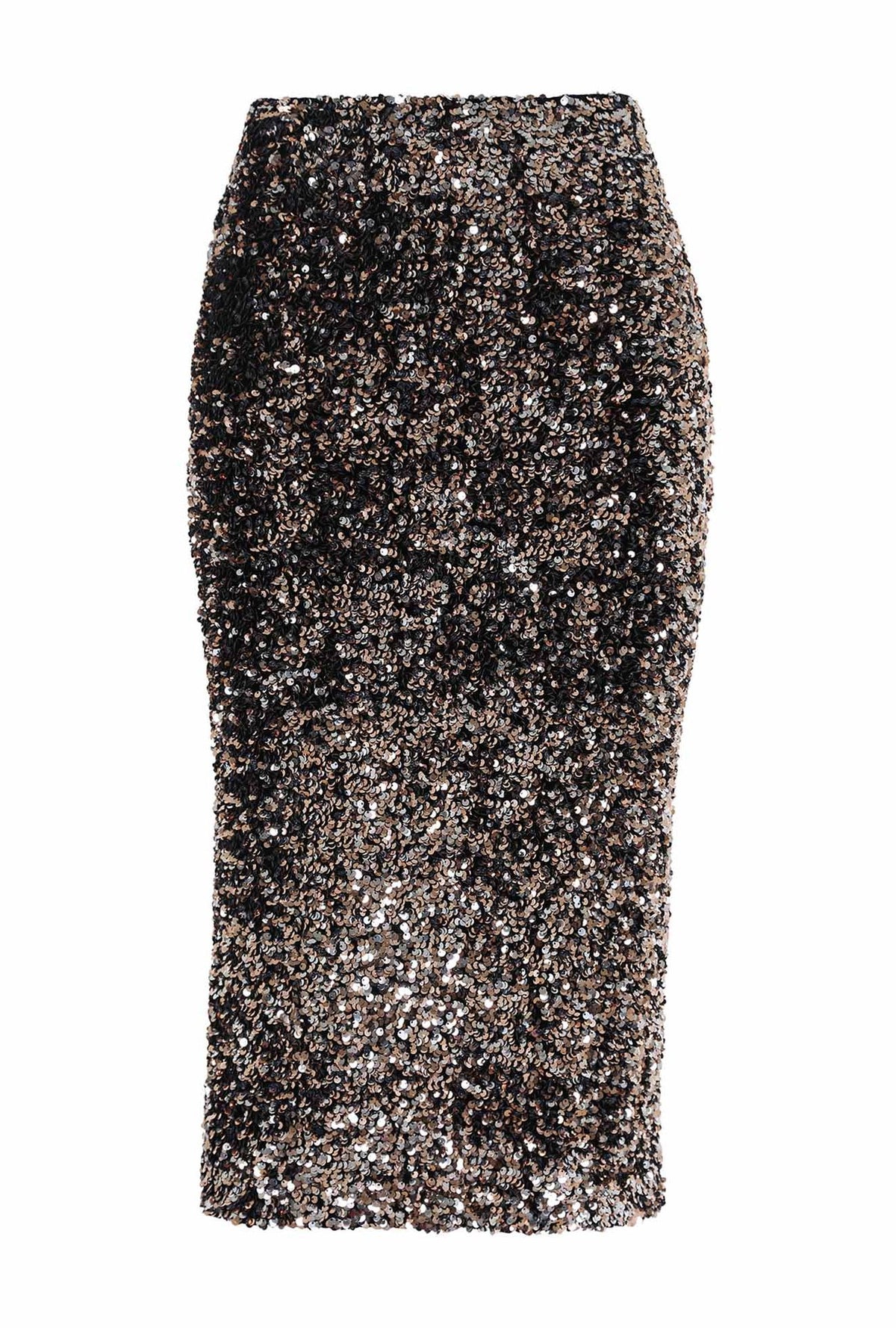 OLGA DE POLGA Jubilee Sequined Velvet Skirt - Gold Silver Skirt - Zabecca Living