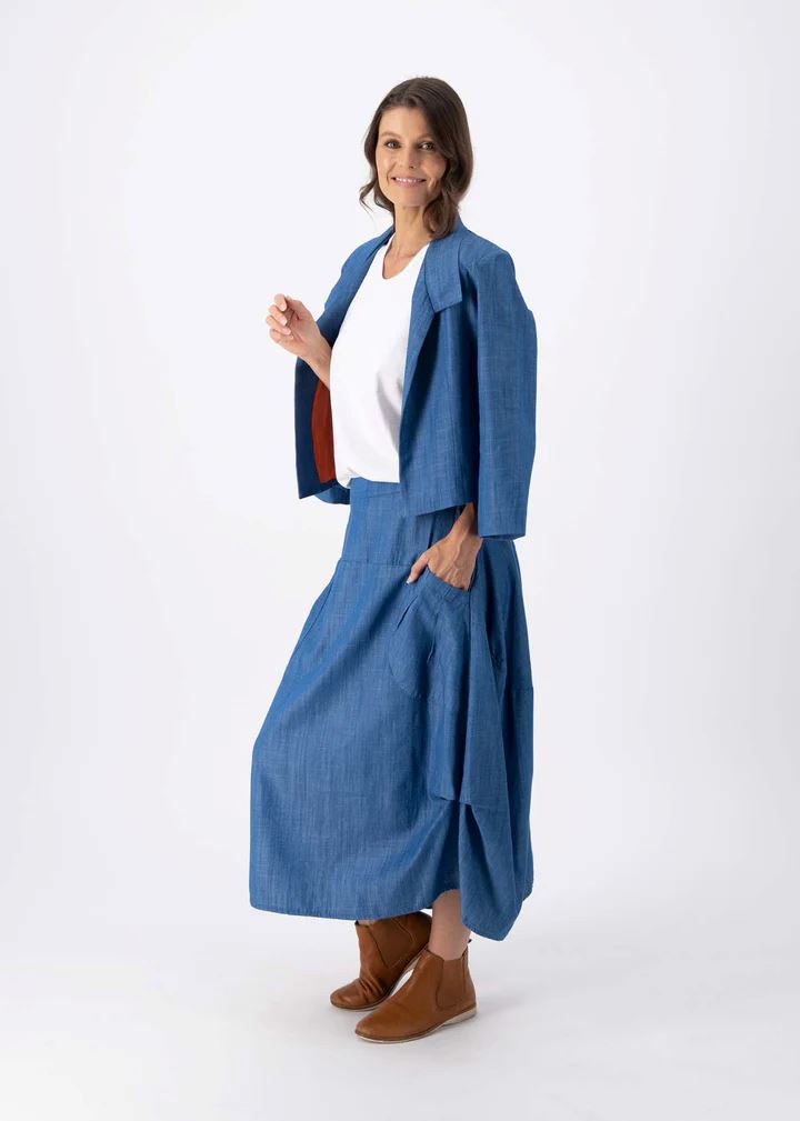 Bordeaux Blouse Teal in Cupro Twill - Olga De Polga main image 1