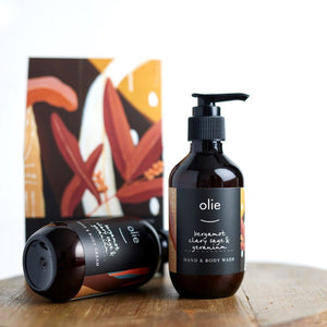 OLIEVE & OLIE Limited Edition Wash & Cream Twin Set - Bergamot, Clary Sage & Geranium GIFT PACK - Zabecca Living