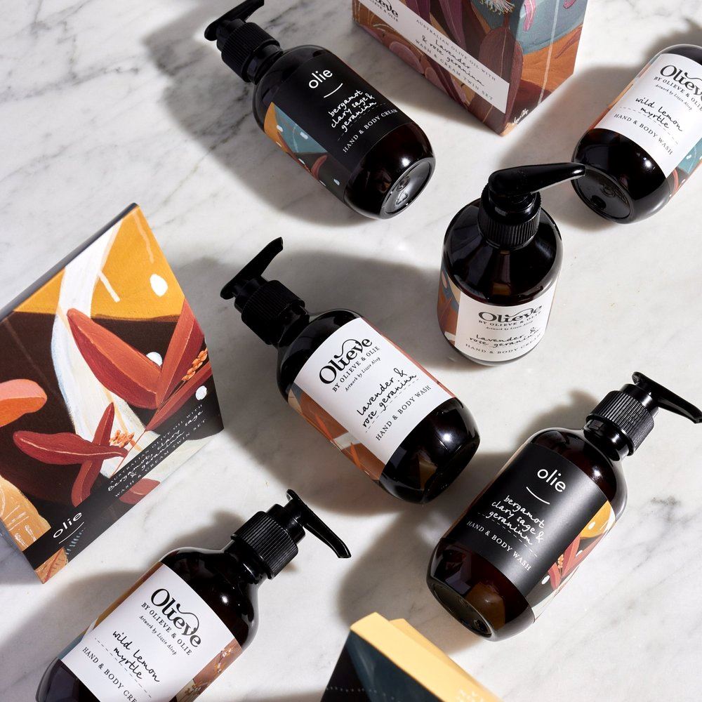 OLIEVE &amp; OLIE Limited Edition Wash &amp; Cream Twin Set - Bergamot, Clary Sage &amp; Geranium GIFT PACK - Zabecca Living