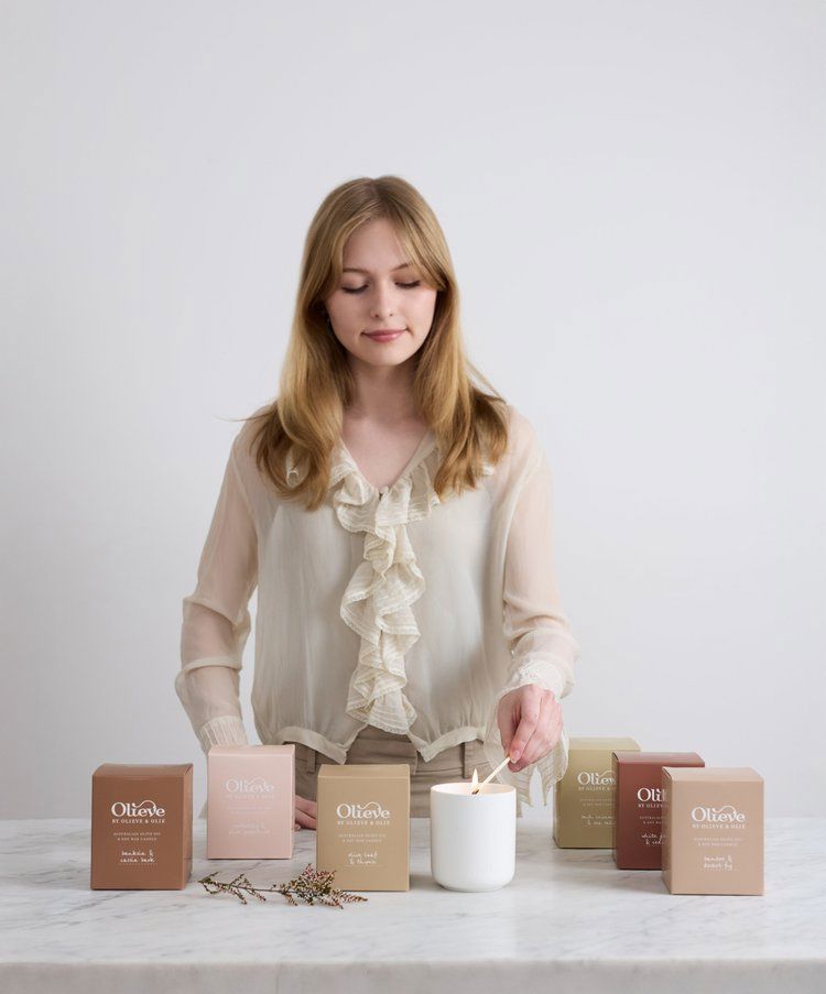 OLIEVE &amp; OLIE Olive Oil &amp; Soy Wax Candle - Bush Cucumber &amp; Sea Salt CANDLE - Zabecca Living