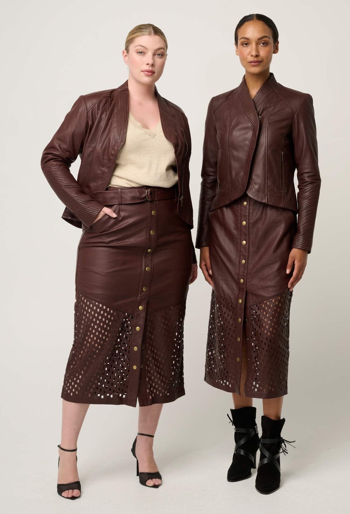 ONCE WAS Acer Leather Shawl Collar Detail Jacket - Oxblood Jacket - Zabecca Living
