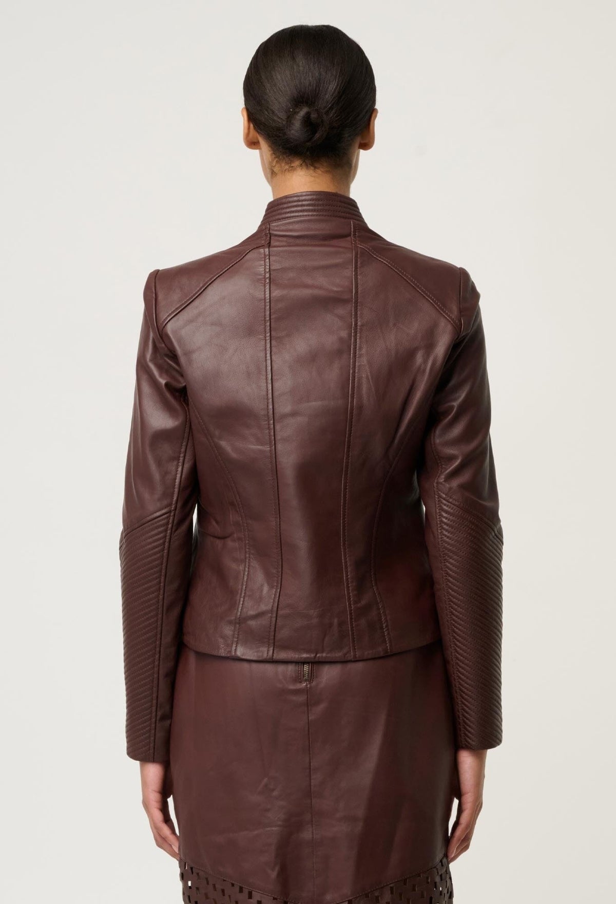 ONCE WAS Acer Leather Shawl Collar Detail Jacket - Oxblood Jacket - Zabecca Living