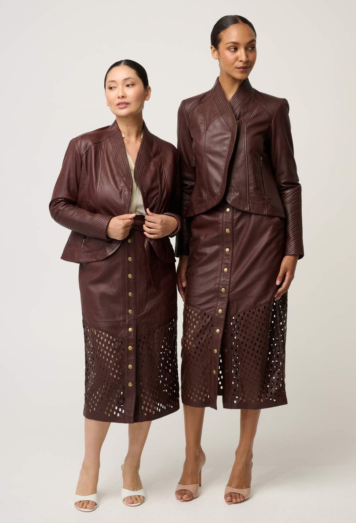 ONCE WAS Acer Leather Shawl Collar Detail Jacket Petite - Oxblood Jacket - Zabecca Living