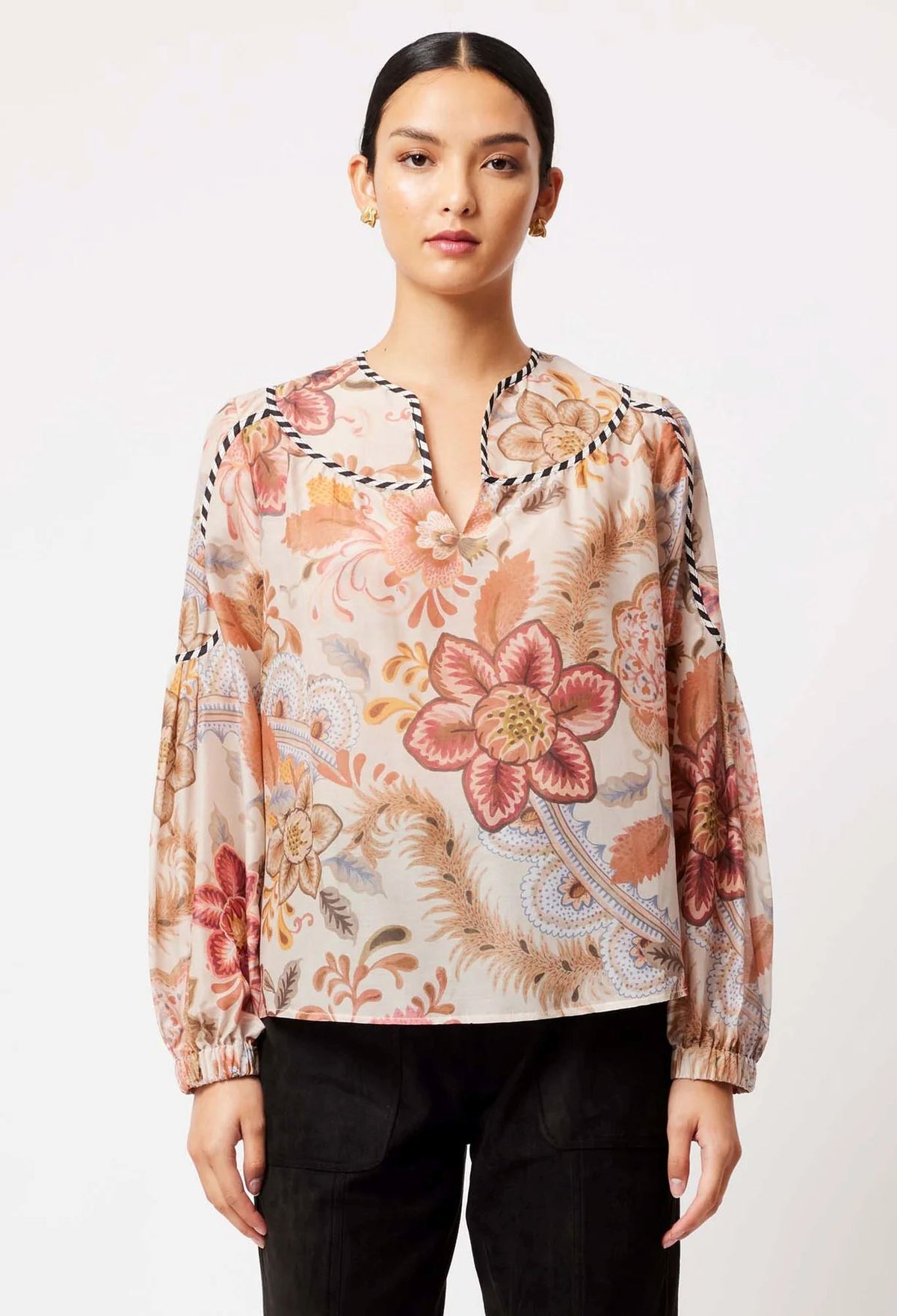 ONCE WAS Altair Cotton Silk Top - Aires Floral Shirts &amp; Blouses - Zabecca Living