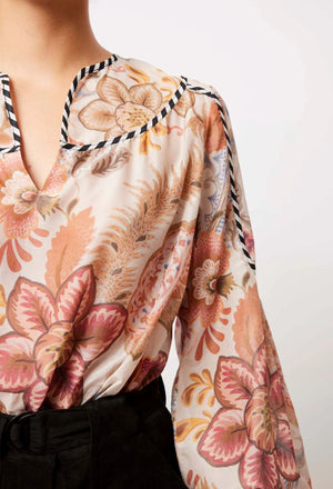 ONCE WAS Altair Cotton Silk Top - Aires Floral Shirts & Blouses - Zabecca Living