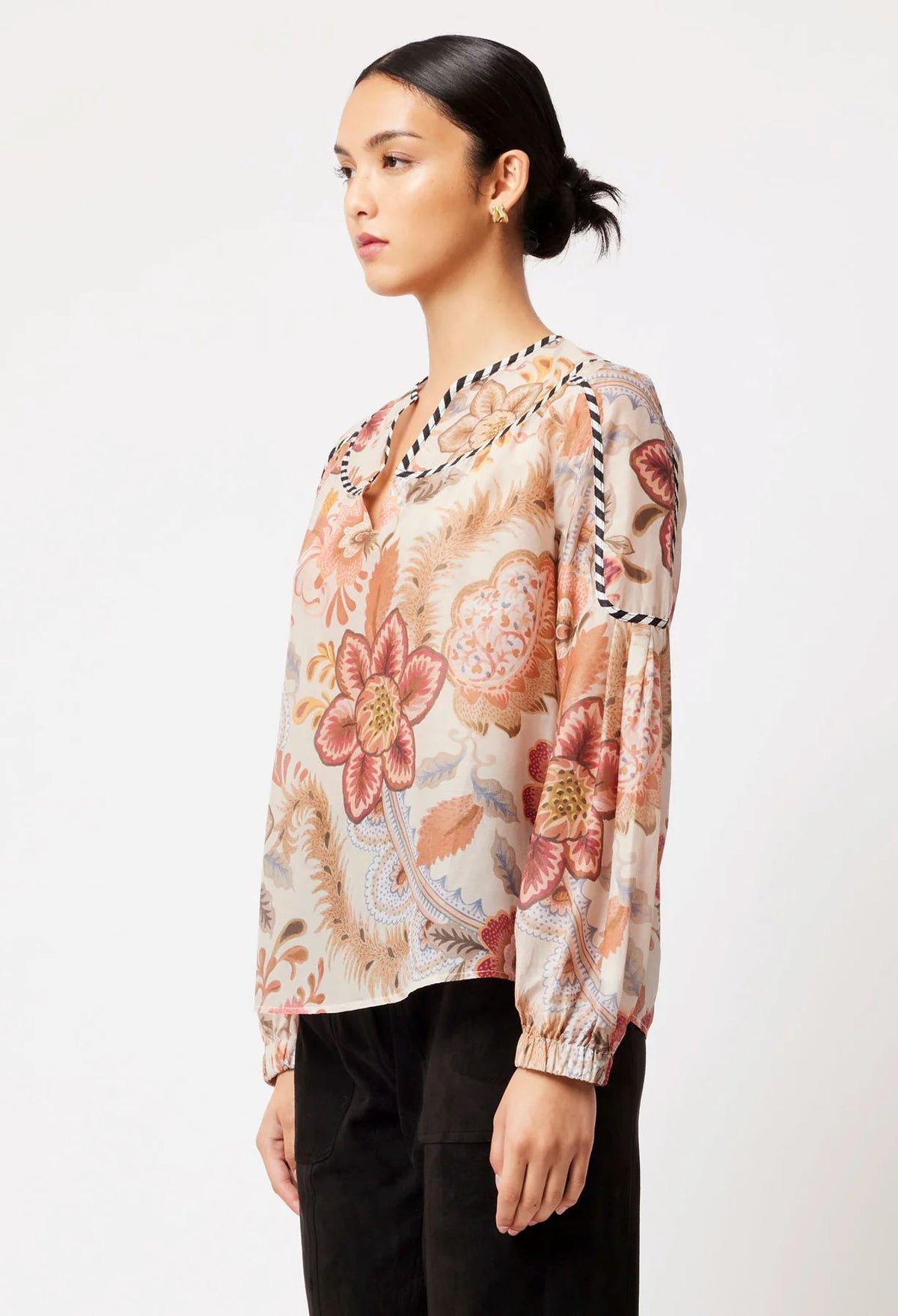 ONCE WAS Altair Cotton Silk Top - Aires Floral Shirts &amp; Blouses - Zabecca Living
