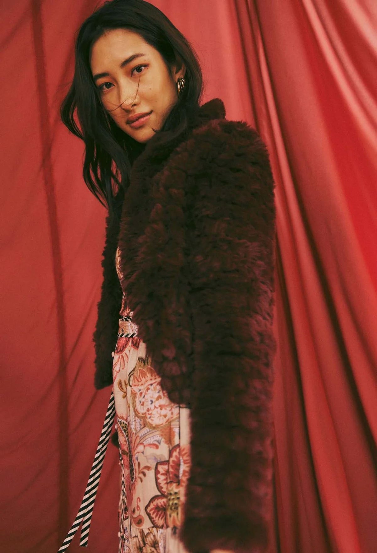 ONCE WAS Altair Faux Fur Bomber Jacket - Scarlet Jacket - Zabecca Living