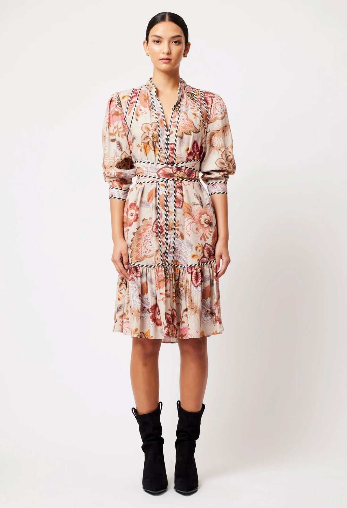 ONCE WAS Atlas Linen Viscose Dress - Aires Floral Dress - Zabecca Living