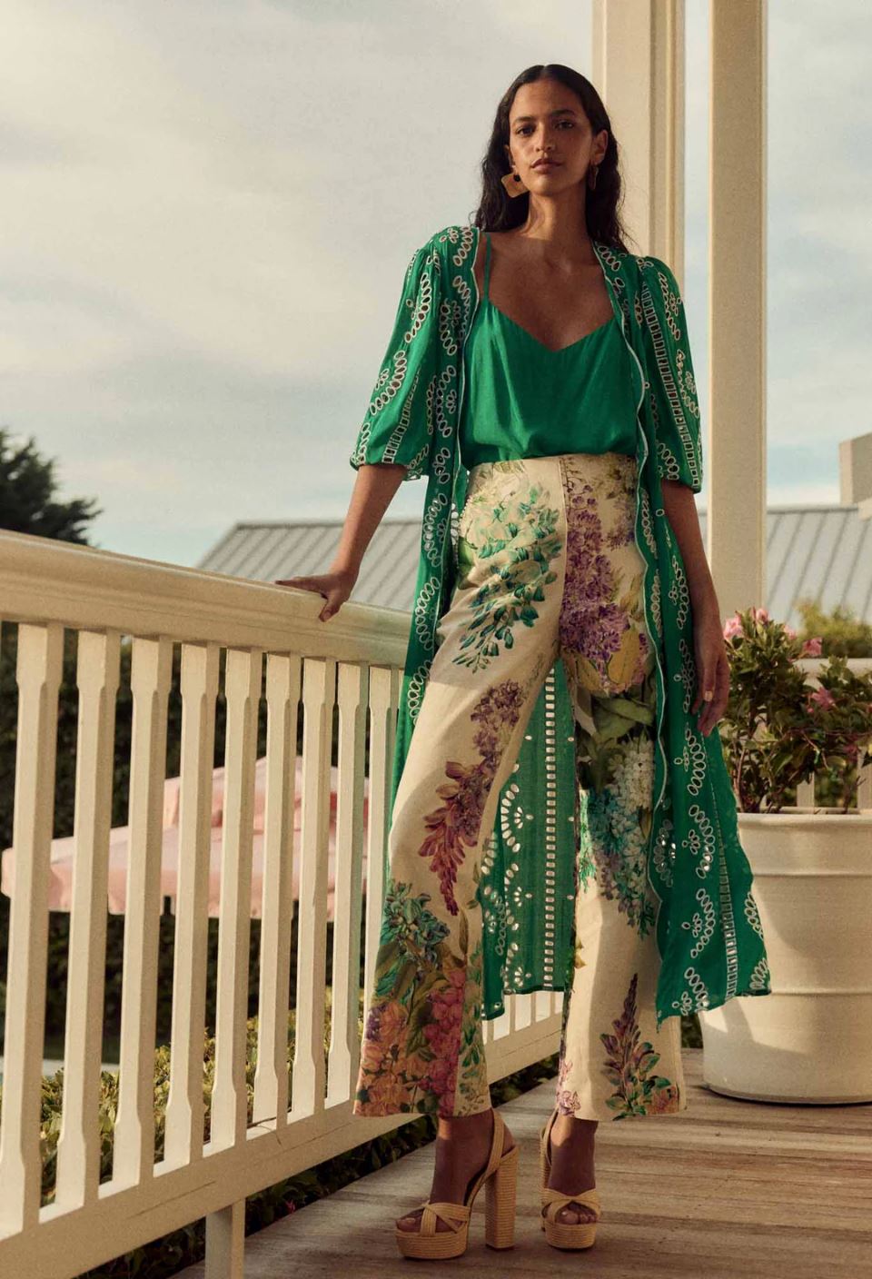 ONCE WAS Bahia Lace Trim Linen Viscose Pant - Wisteria Alba PANTS - Zabecca Living