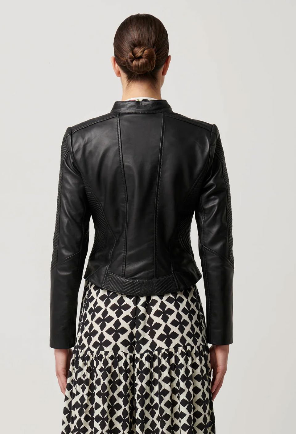 ONCE WAS Blaire Leather Herringbone Stitch Jacket - Black Jacket - Zabecca Living