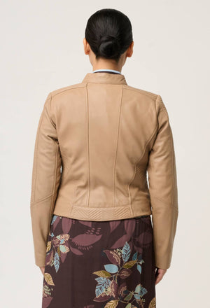 ONCE WAS Blaire Leather Herringbone Stitch Jacket Petite - Wheat Jacket - Zabecca Living