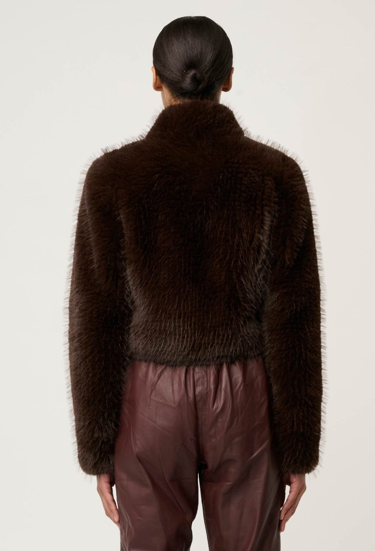 ONCE WAS Dawn Faux Fur Cropped Jacket - Walnut Jacket - Zabecca Living