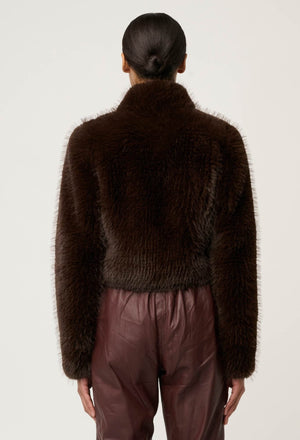 ONCE WAS Dawn Faux Fur Cropped Jacket - Walnut Jacket - Zabecca Living