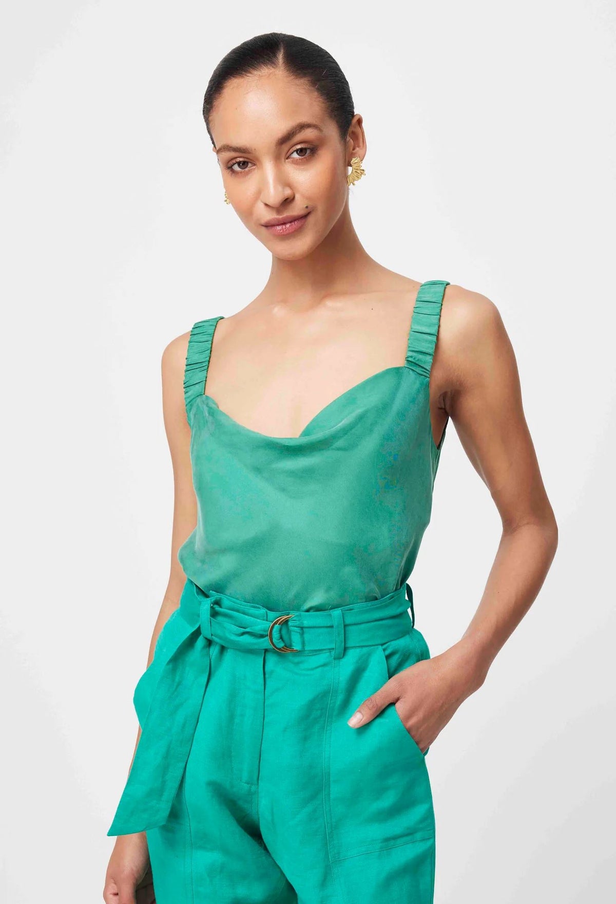 ONCE WAS Delray Reversible Cupro Cami - Bay Green Shirts & Blouses - Zabecca Living