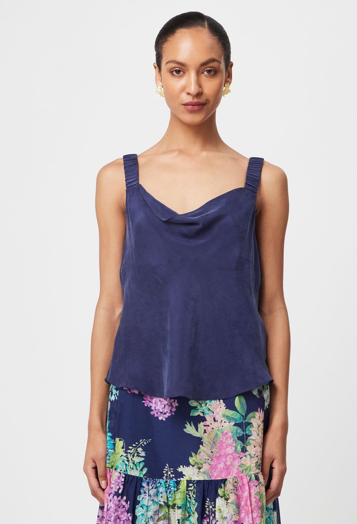 ONCE WAS Delray Reversible Cupro Cami - Lapis Shirts &amp; Blouses - Zabecca Living