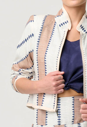 ONCE WAS Delray Reversible Linen Viscose Jacket - Ink Flè / Cayman Stripe Jacket - Zabecca Living