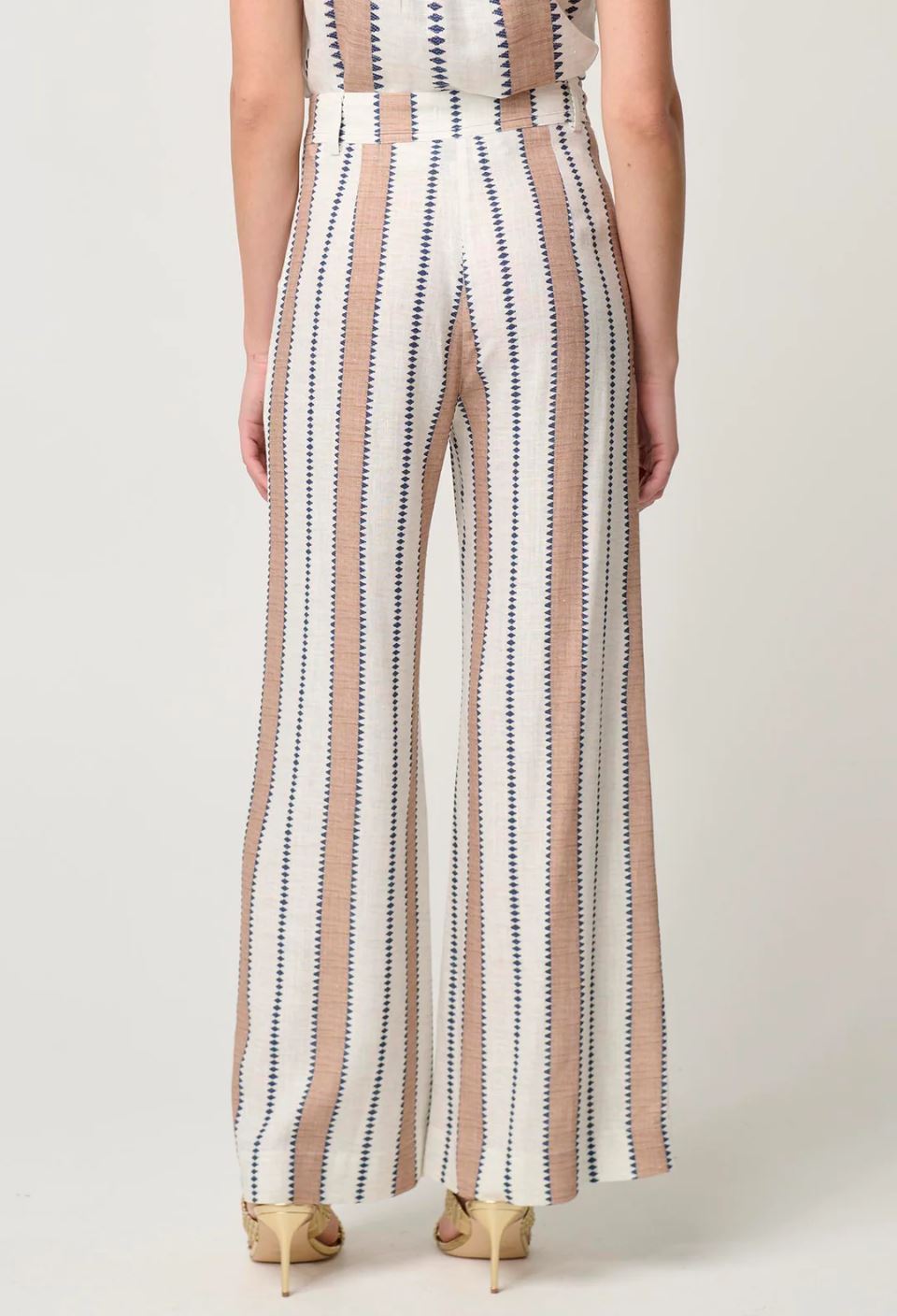 ONCE WAS Dynasty Linen Viscose Pant - Cayman Stripe PANTS - Zabecca Living