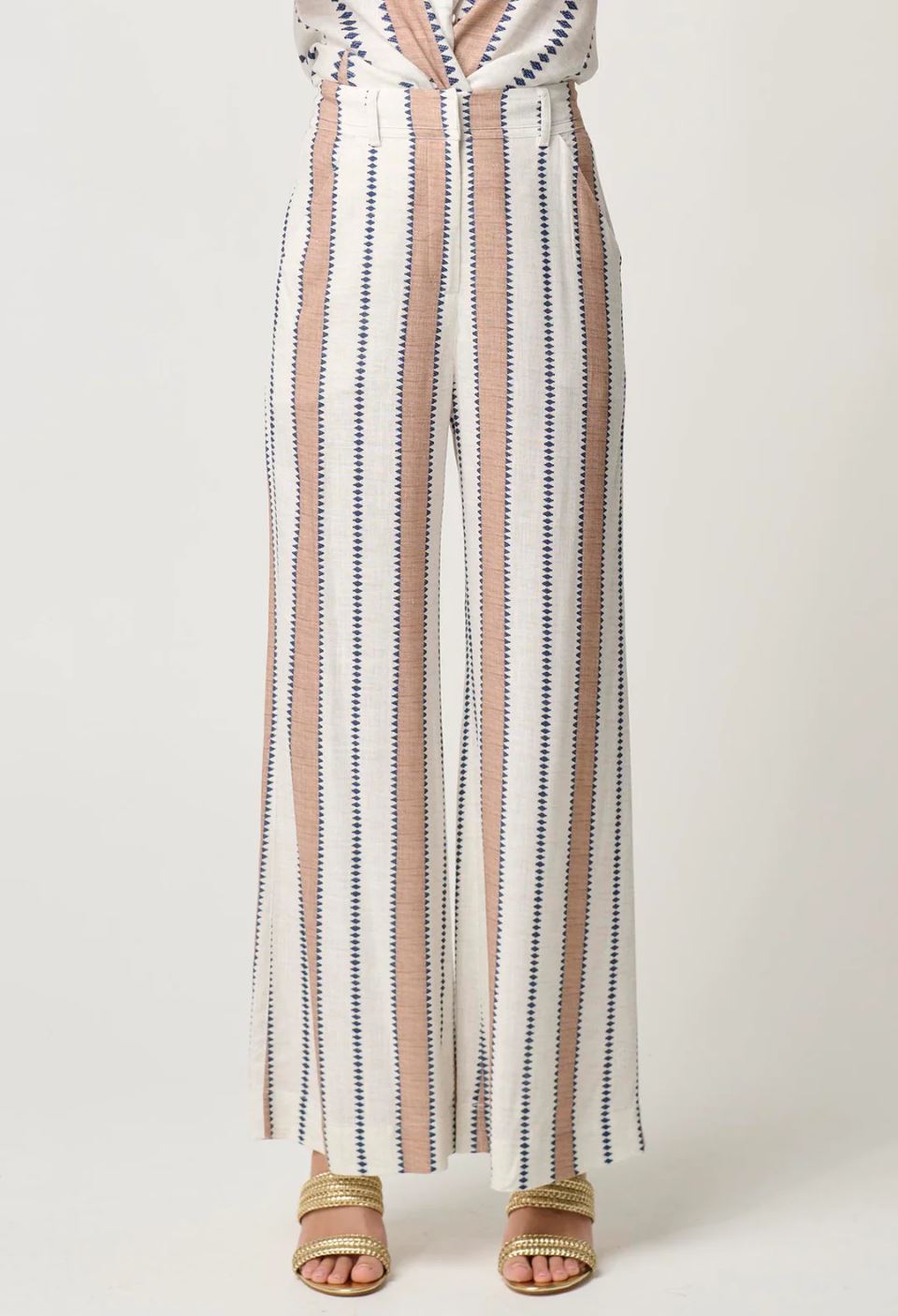 ONCE WAS Dynasty Linen Viscose Pant - Cayman Stripe PANTS - Zabecca Living