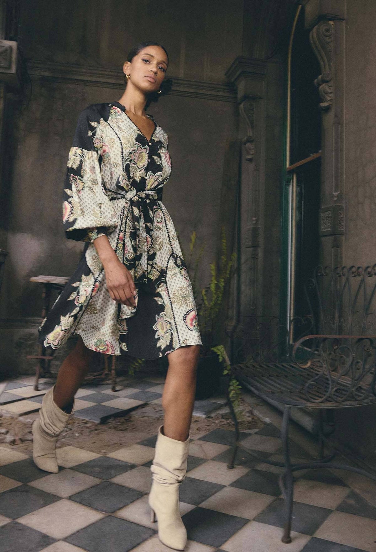 ONCE WAS Emersyn Linen Viscose Dress - Mariposa Nero Dress - Zabecca Living