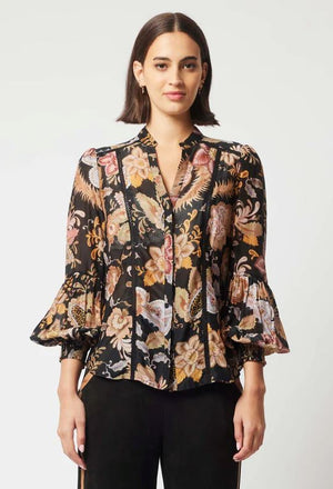 ONCE WAS Empress Cotton Silk Shirt - Dragon Flower Shirts & Blouses - Zabecca Living