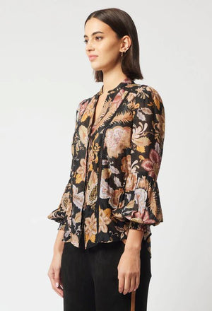 ONCE WAS Empress Cotton Silk Shirt - Dragon Flower Shirts & Blouses - Zabecca Living