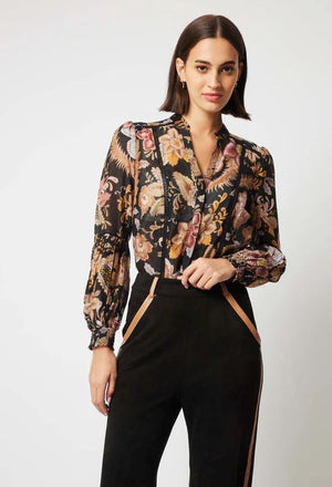 ONCE WAS Empress Cotton Silk Shirt - Dragon Flower Shirts & Blouses - Zabecca Living