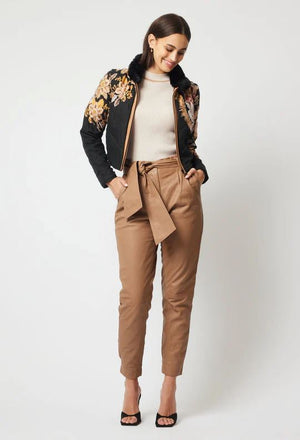 ONCE WAS Empress Cupro Viscose Bomber Jacket - Dragon Flower Jacket - Zabecca Living