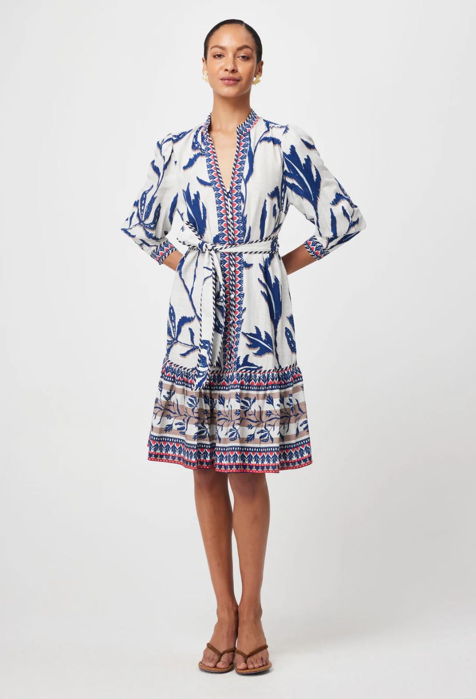 ONCE WAS Eudora Linen Viscose Dress - Palm Shadow Dress - Zabecca Living