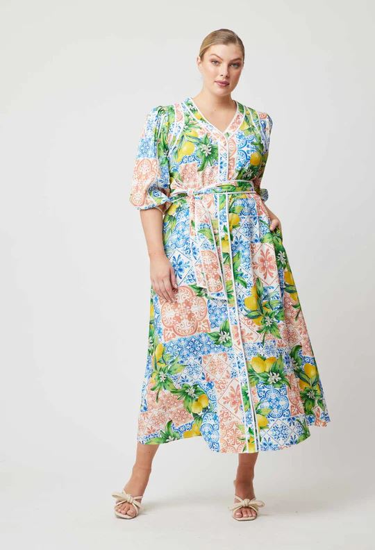 ONCE WAS Laguna Viscose Dobby Dress - Limonata Dress - Zabecca Living