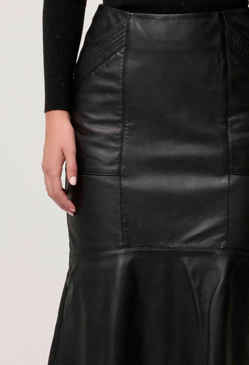 ONCE WAS Mabel Leather Skirt - Onyx Skirt - Zabecca Living