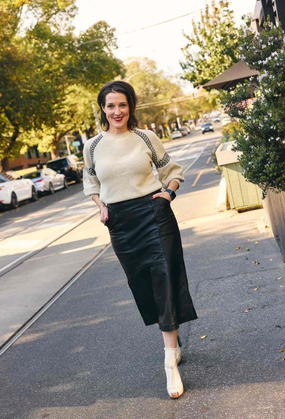 ONCE WAS Mabel Leather Skirt - Onyx Skirt - Zabecca Living