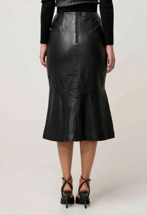 ONCE WAS Mabel Leather Skirt - Onyx Skirt - Zabecca Living