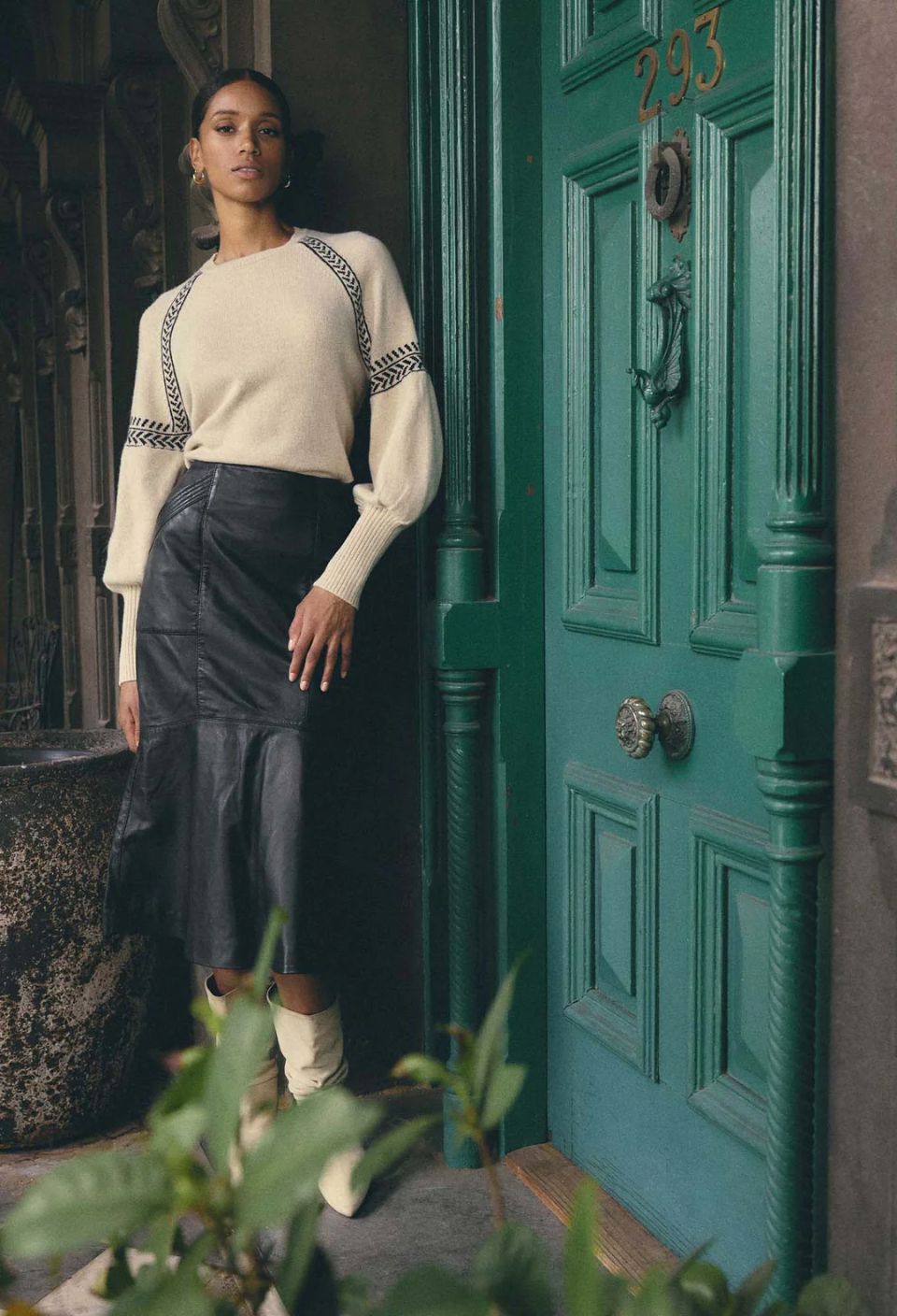 ONCE WAS Mabel Leather Skirt - Onyx Skirt - Zabecca Living