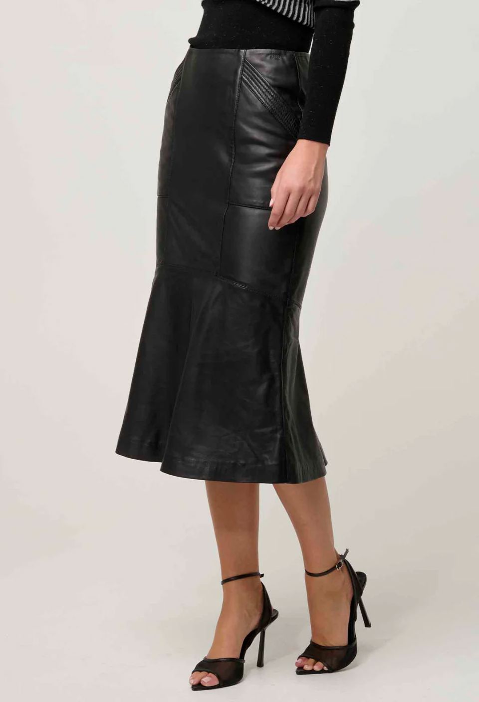 ONCE WAS Mabel Leather Skirt - Onyx Skirt - Zabecca Living