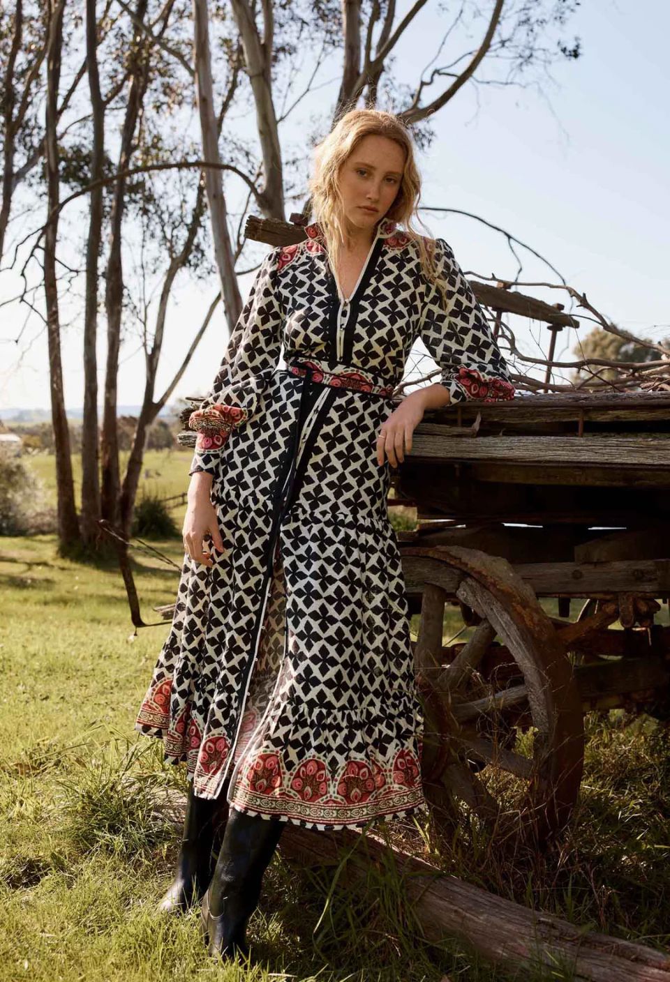 ONCE WAS Marielle Linen Viscose Dress - Country Tapestry Dress - Zabecca Living
