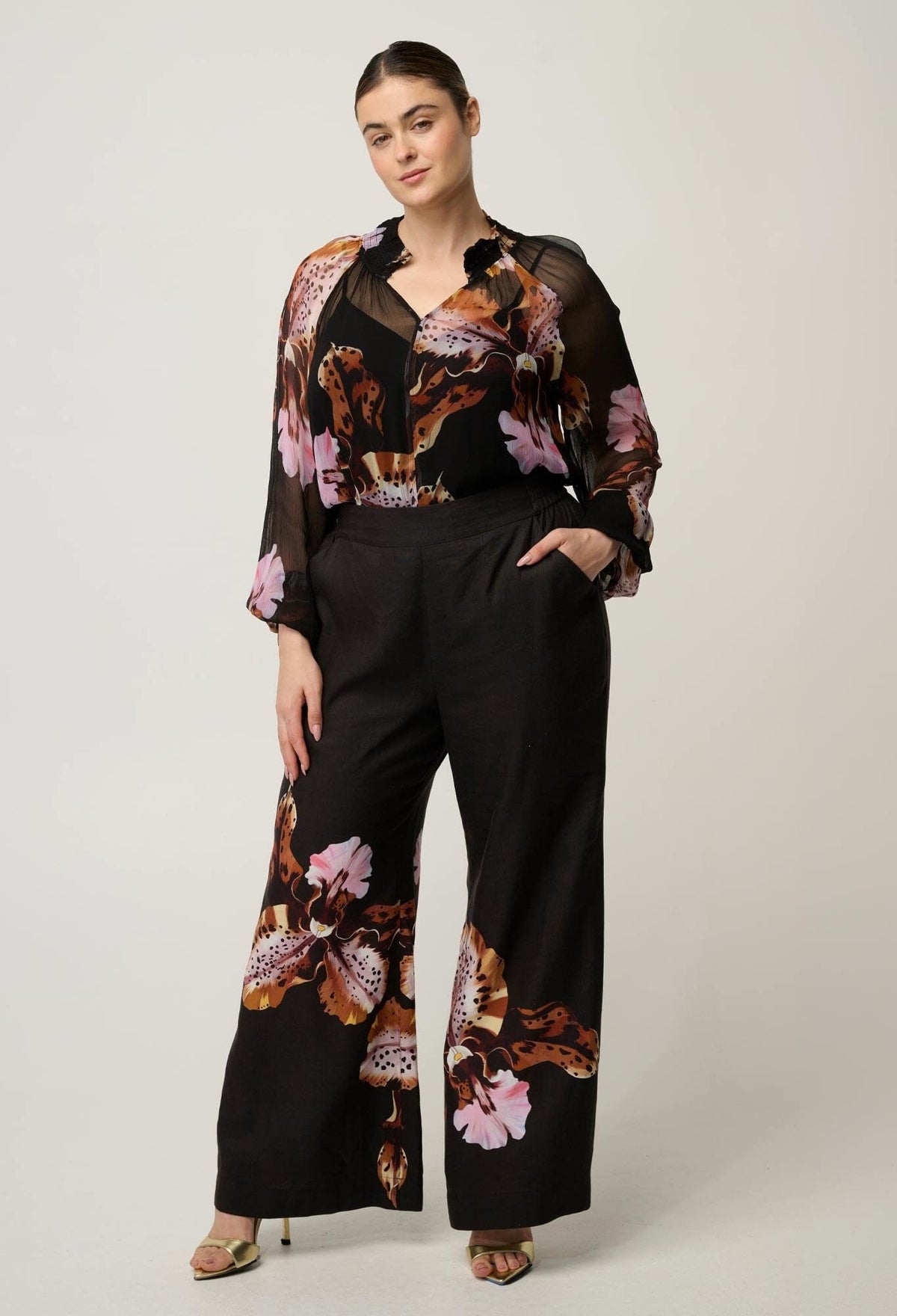 ONCE WAS Maris Sheer Viscose Chiffon Blouse - Sunset Orchid Shirts & Blouses - Zabecca Living