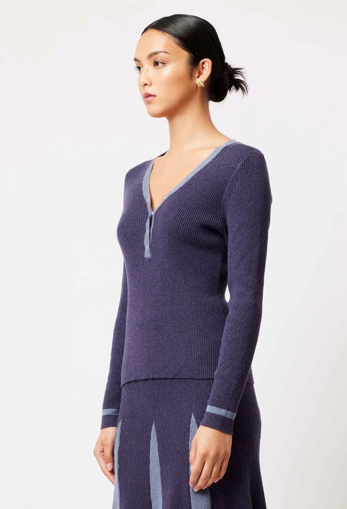 ONCE WAS Nova Merino Wool Knit Top - Ink/Storm Jumpers + Knitwear - Zabecca Living