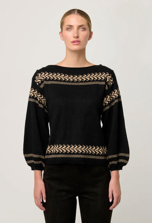 ONCE WAS Odessa Merino Wool Blend Knit Top - Onyx Jumpers + Knitwear - Zabecca Living