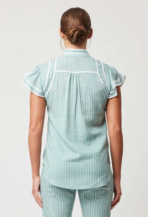 ONCE WAS Panama Linen Viscose Top - Capri Stripe Shirts & Blouses - Zabecca Living