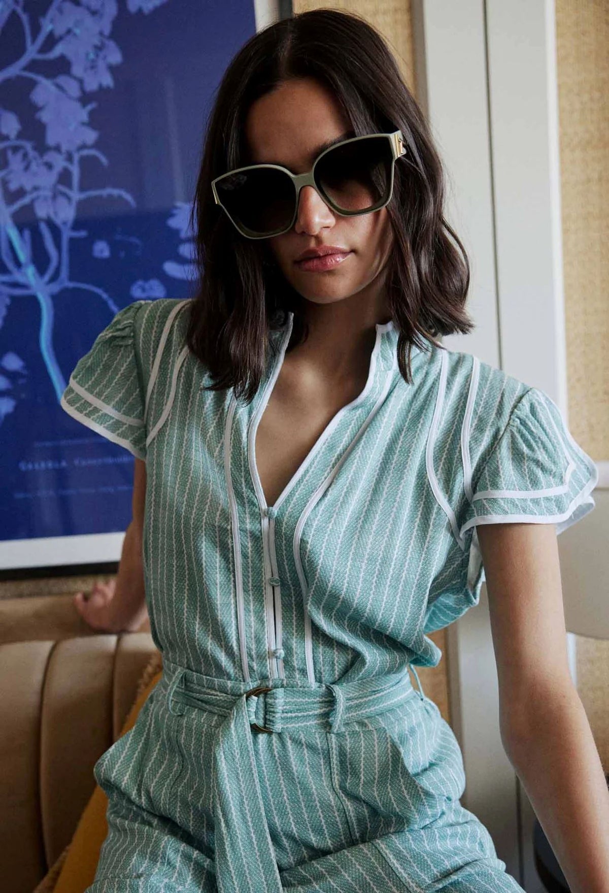 ONCE WAS Panama Linen Viscose Top - Capri Stripe Shirts &amp; Blouses - Zabecca Living