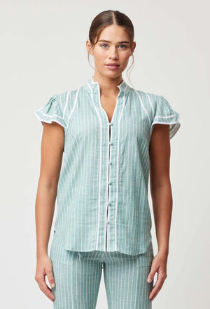 ONCE WAS Panama Linen Viscose Top - Capri Stripe Shirts & Blouses - Zabecca Living