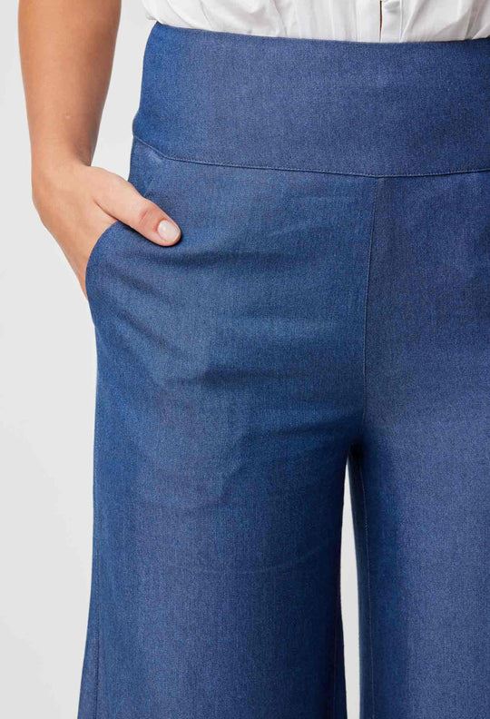 ONCE WAS Panama Tencil Wide Leg Pant - Dark Denim PANTS - Zabecca Living