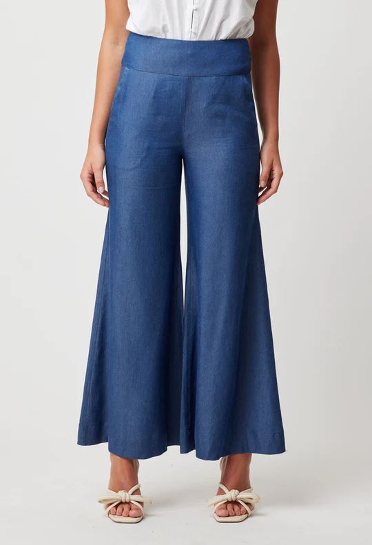 ONCE WAS Panama Tencil Wide Leg Pant - Dark Denim PANTS - Zabecca Living