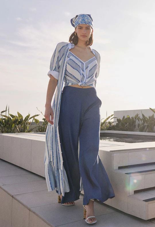 ONCE WAS Panama Tencil Wide Leg Pant - Dark Denim PANTS - Zabecca Living