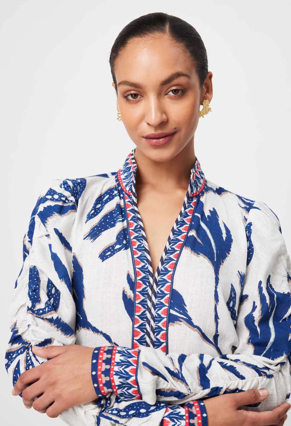 ONCE WAS Pavillion Linen Viscose Shirt - Palm Shadow Shirts &amp; Blouses - Zabecca Living