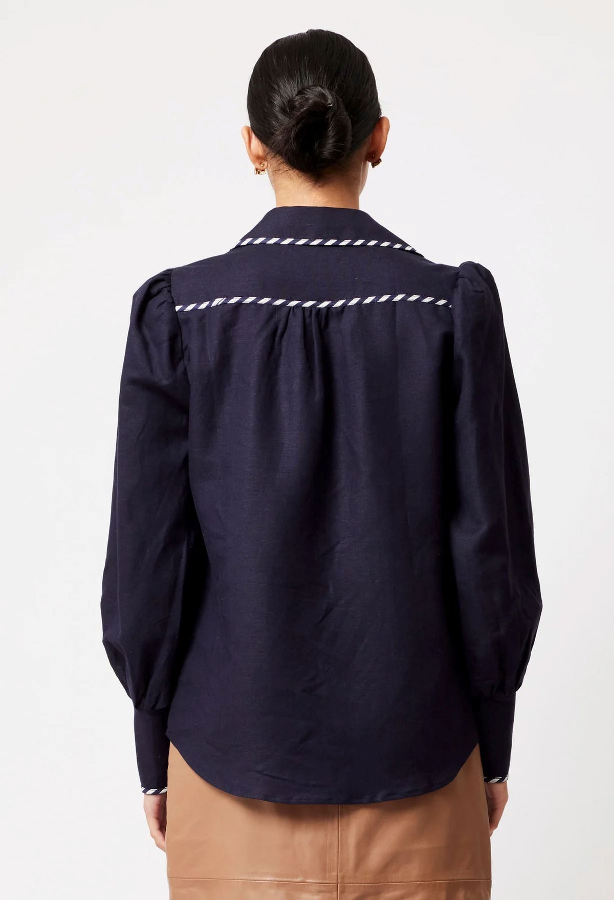 ONCE WAS Pisces Linen Viscose Shirt - Ink Shirts &amp; Blouses - Zabecca Living