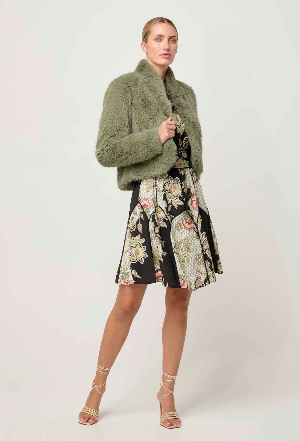 ONCE WAS Reina Faux Fur Jacket - Jade Mist Jacket - Zabecca Living