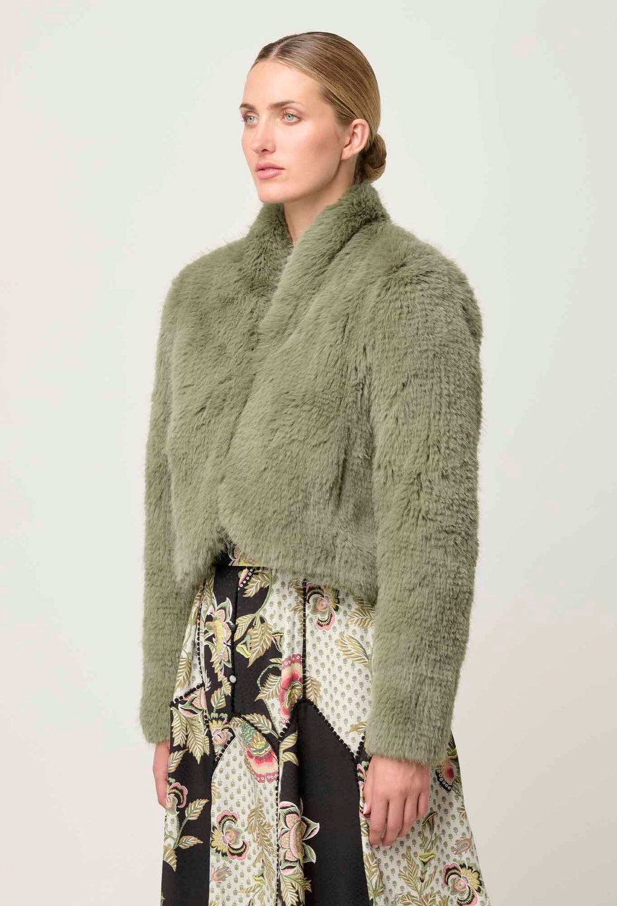 ONCE WAS Reina Faux Fur Jacket - Jade Mist Jacket - Zabecca Living