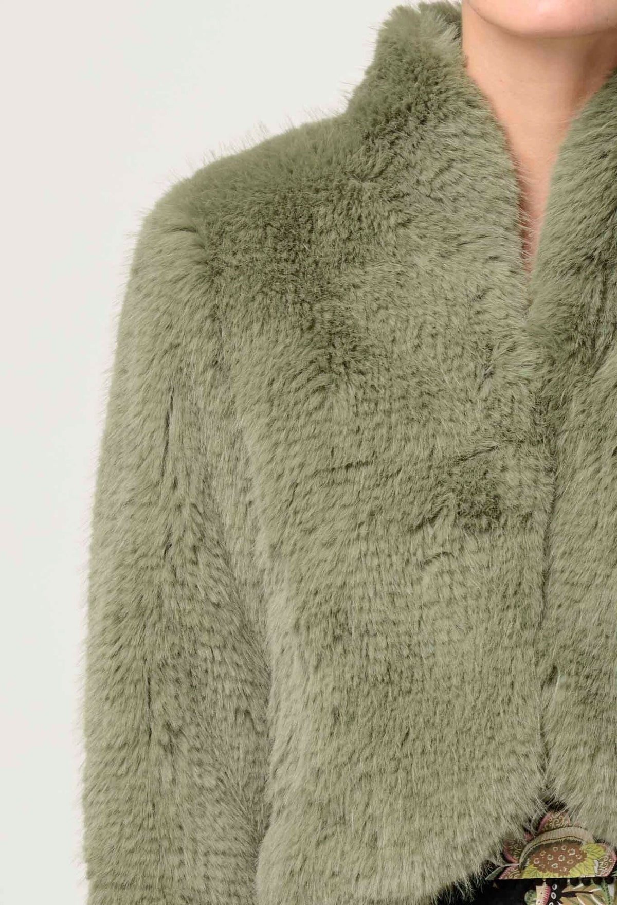 ONCE WAS Reina Faux Fur Jacket - Jade Mist Jacket - Zabecca Living